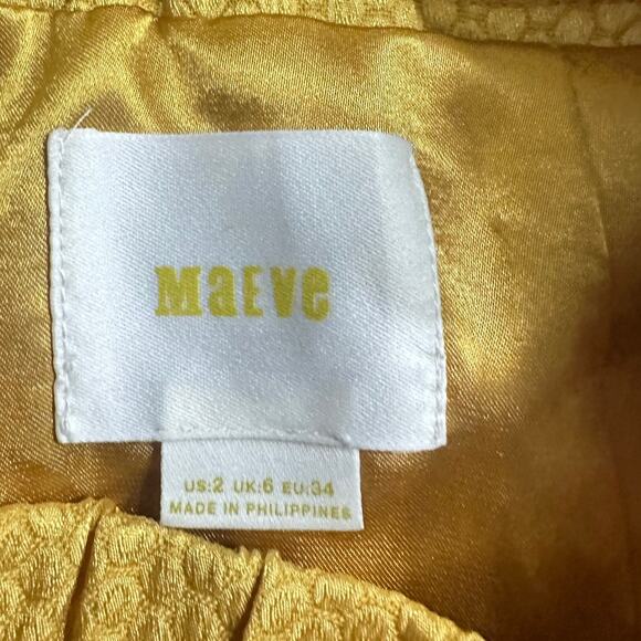 Anthropologie Maeve Tropicale Skirt Women's 2 Yellow Blue Floral Pleated Short - Picture 5 of 9